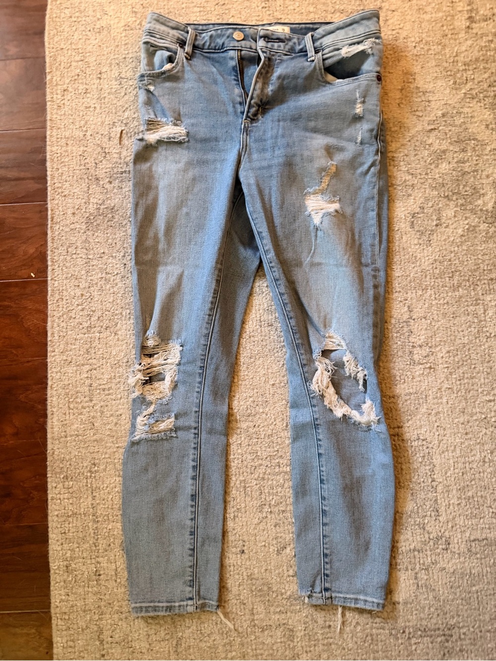 Abercrombie & Fitch Light Blue Ripped Skinny Jeans